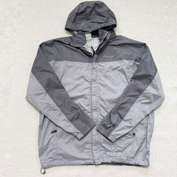 Marmot PreCip Mens Gray Hooded Waterproof Windbreaker Full Zip Rain Jacket XXL - Picture 1 of 16